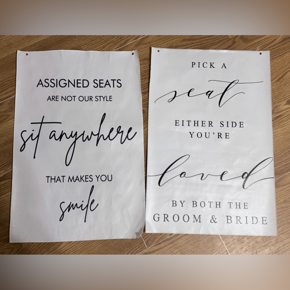 Wedding Seating Signs in Black and White